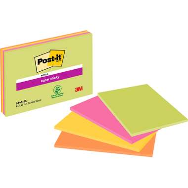 POST-IT Super Sticky Big Notes 4x45Bl. 6845-SSP 4 Farben ass. 152x203mm