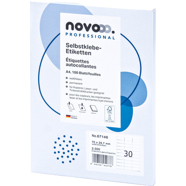 NOVOOO Etichette 70x29.7mm 67146 bianco 3000 pezzi