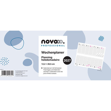 NOVOOO Planning hebdomadaire 2027 890712 1S/2P ML 12x28.4cm