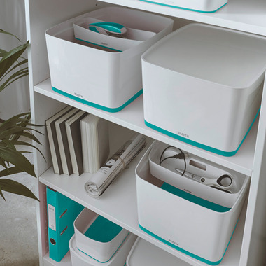 LEITZ MyBox L avec couvercle 18lt 5216-10-51 blanc/bleu