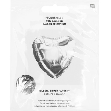 RICO DESIGN Folienballon 36cm 81000.00.76 Herz silber