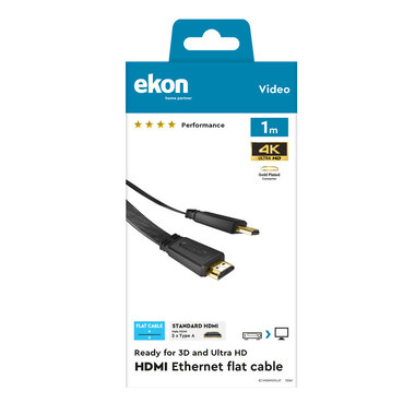 Câble plat HDMI mâle-mâle pour haute résolution | Ekon