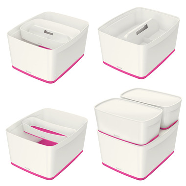 LEITZ MyBox Gross, mit Deckel 18l 52161023 weiss/pink