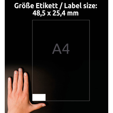 AVERY ZWECKFORM Etiquettes 48,5x25,4mm 3657-200 blanc 8800 pcs./200+20 flls.