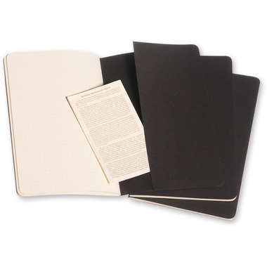 MOLESKINE Quaderno Cahier A5 496-3 quadrettato, nero 3 pezzi