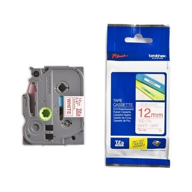 PTOUCH Nastro, plastific.rosso/bianco TZe-232 PT-1280VP 12 mm