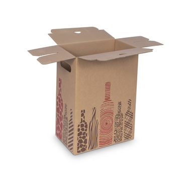 Flaschenverpackung mit Einlage & Grifflöcher für 6x 0.75l Flaschen mit Flaschenhöhe 350mm & Ø80mm