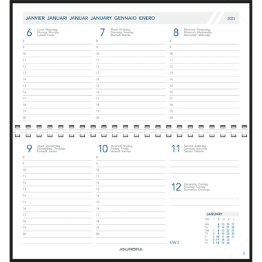 AURORA Agenda Novoplan Pearl 2025 1700P 1W/2S ML 9.4x16.3cm