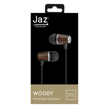 Wire earphones with wood finish and microphone