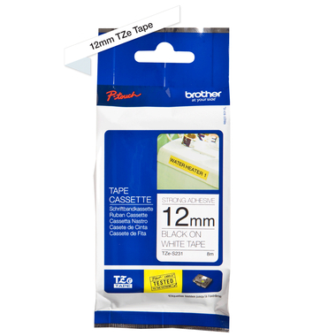 PTOUCH Band, strong/adh.schwarz/weiss TZe-S231 PT-300 12 mm