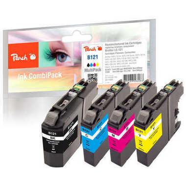 Peach Spar Pack Tintenpatronen kompatibel zu Brother LC-121VALBP