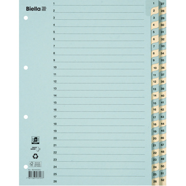 BIELLA Répertoires carton 210g A4 46244500U bleu/jaune 1-52
