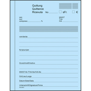 FAVORIT Quittance A6 8094 OK rouge/blanc,D/F/I,autocopiant