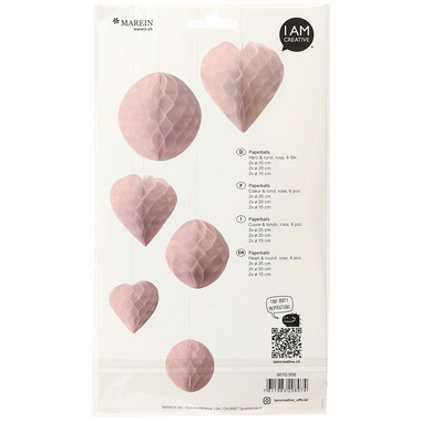I AM CREATIVE Paperballs,Herz u. Rund,rosa 6010.956 6 Stück