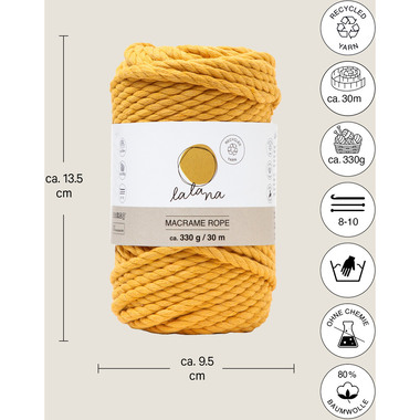 I AM CREATIVE Macrame Rope 6205.1 mustard, 5mm, 330g