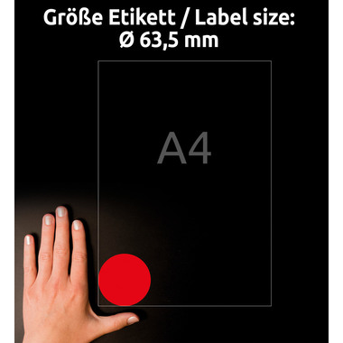 AVERY ZWECKFORM Etichette 63,5mm L7670R-25 rosso 300 pezzi