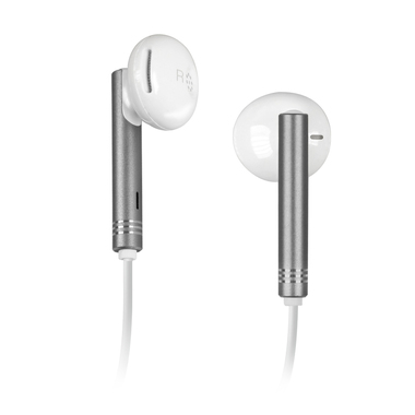 Auricolare filo stereo in-ear Metal Studio Mix 90, con tasto risposta e controllo volume, Colore Bianco Silver