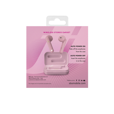 Écouteurs True Wireless Stereo avec design semi intra-auriculaire et touches multifonction pour musique et appels, rose