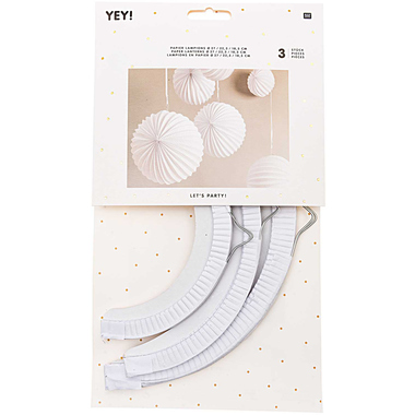 RICO DESIGN Papierlampions 18.5-27cm 99001.71.87 weiss 3 Stück