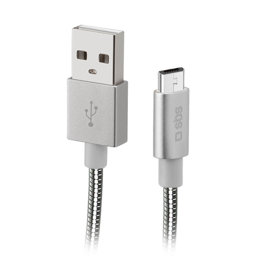 A 1.5 m long aluminium Cable with USB and Micro-USB connectors for charging and data transfer