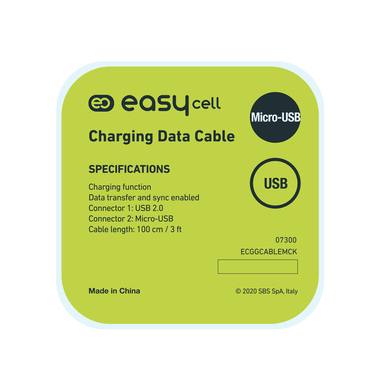 Cavo per la ricarica ed il trasferimento dati con connettori USB 2.0. e Micro USB, lungo 100 cm di colore nero