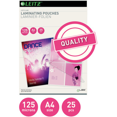 LEITZ Laminiertasche A4 33835 glanz, 125my 25 Stk