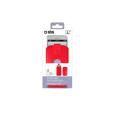 Custodia pouch in ecopelle con laccio estrattore, colore rosso