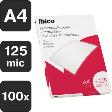 IBICO Pochettes à plastifier A4 627318 brillant, 125my 100 pcs.
