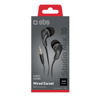 Auricolare filo stereo in-ear Studio Mix 30, cavo flat con tasto risposta/fine chiamata, Colore Nero