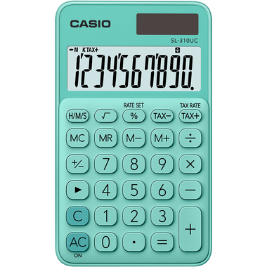 CASIO Calculatrice SL310UCGN 10 chiffres vert