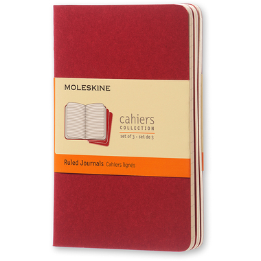MOLESKINE Notizheft Cahier A6 095-6 liniert, rot 3 Stück
