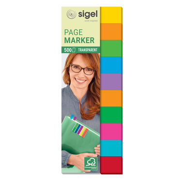 SIGEL Haftmarker Film Multicolor HN684 10 Farben,44x12,5mm,500 BL