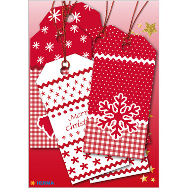 HERMA Targa regalo Natale 15274 rosso 6 pezzi