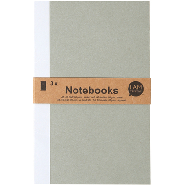 I AM CREATIVE Notizbuch A6 MAA4005.12 braun, 60 Seiten 3 Stück
