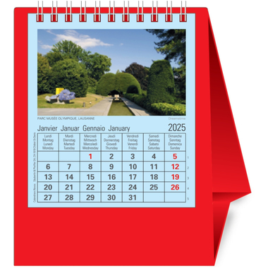 NOVOS Tischkalender Natura 2025 997014 1M/1S rot ML 11.5x14cm