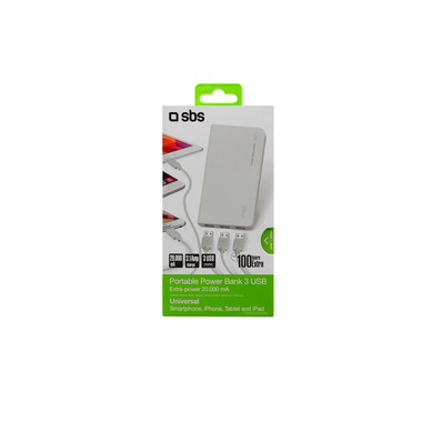 Power bank con 20.000 mAh per tablet e smartphone
