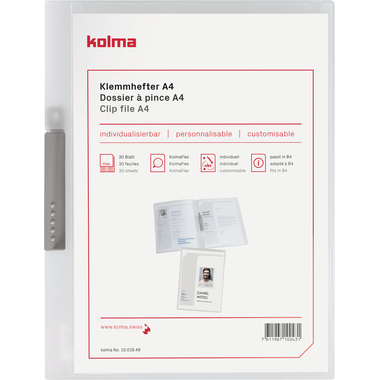 KOLMA Dossier à pince Tender A4 10.016.00 transparent, 2 pièces