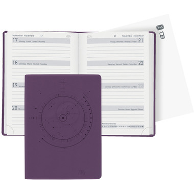 BIELLA Agenda Memento 2025 825715420025 1S/2P violet ML 10.1x14.2cm