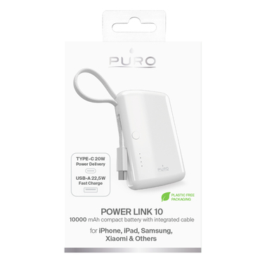Power Bank “Power Link 10” 10000mAh Con Cavo USB-C Integrato