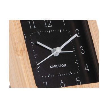 KARLSSON Classic Alarm Clock Neat Square Bamboo / Black