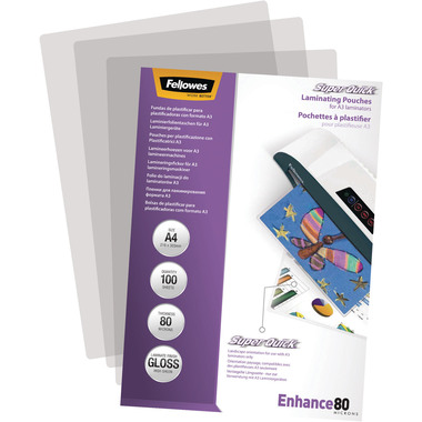 FELLOWES Laminiertasche A4 5440001 glanz, 80my 100 Stk