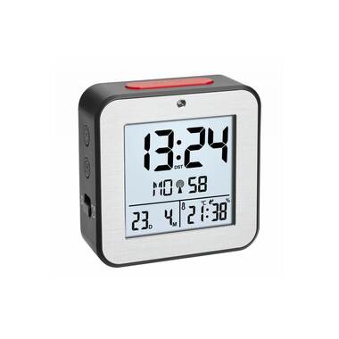 TFA Dostmann digital alarm clock with indoor temperature Black/Silver