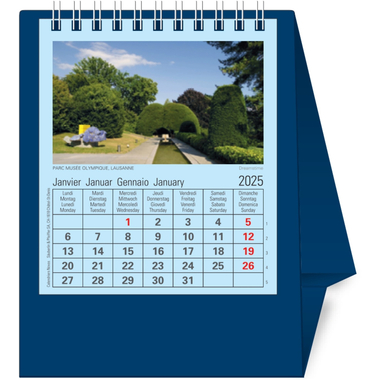 NOVOS Tischkalender Natura 2025 997045 1M/1S dunkelblau ML 11.5x14cm