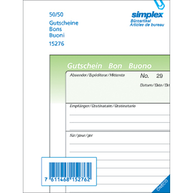 SIMPLEX Buono A6 15277 verde/bianco 100x2 fogli