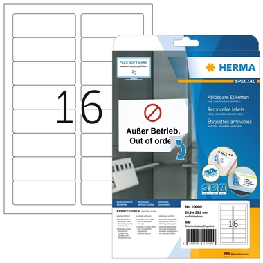 HERMA Etiketten 10009 10009 88.9x33.8mm abl. 400Stk. 25 B