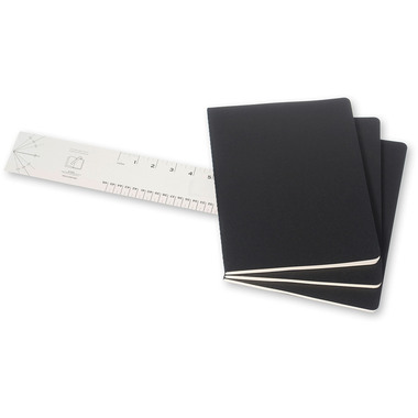 MOLESKINE Quaderno Cahier XL 25x19cm 705014 rigato, nero 3 pezzi