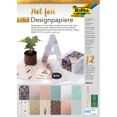 FOLIA Papier à motifs 11549 Dorure à chaud, 12 flls. ass.
