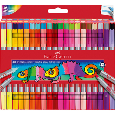 FABER-CASTELL Doppelfasermaler 151140 40 Farben, Etui