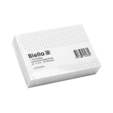 BIELLA Karteikarten kariert 4mm A7 23070400U weiss 100 Stück