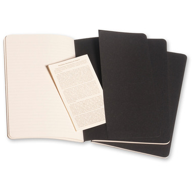 MOLESKINE Quaderno Cahier A5 495-6 rigato, nero 3 pezzi